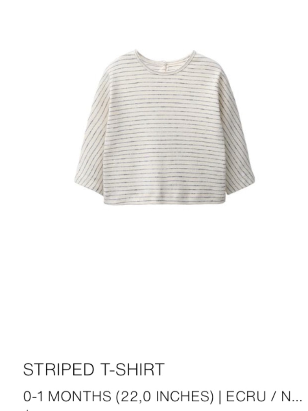 ZARA Baby Striped T-Shirt & Leggings Set – 0–1M – Ecru/Navy